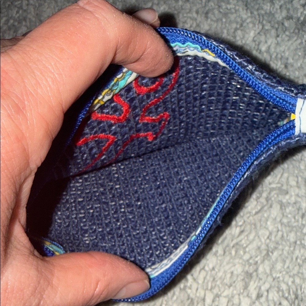 Vera Bradley Navy Woven Zip Pouch with Colorful Anchor Patch summer coin purse - Picture 5 of 6